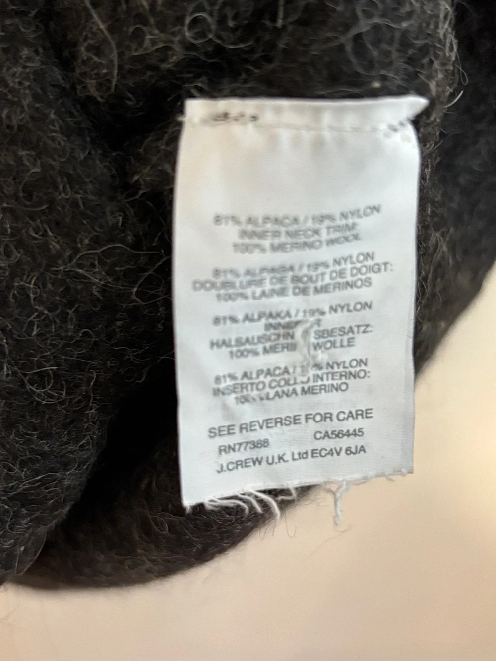 J. Crew Charcoal Alpaca Short-Sleeve Turtleneck Sweater